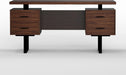 60'' Mariposa Home Office Computer Desk - Walnut Top, Walnut Base, Black Metal, Black Hardware