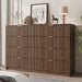 55" Wide Fluted 8-Drawer Double Dresser for Bedroom, Walnut