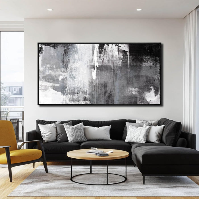 Wall Art for Living Room Black and Grey Wall Decor 30X60 Inch Hand Painted Abstract Paintings for Bedroom Office Kitchen Decoration