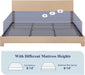 King Size Upholstered Bed Frame Adjustable Headboard, Beige