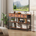 Long 47" Console Sofa Table with 3 Drawers, Entryway Table with 3-Tier Storage Shelves, Industrial Display Shelf for Entry Way, Hallway, Couch, Living Room, Kitchen, Foyer, Rustic Brown