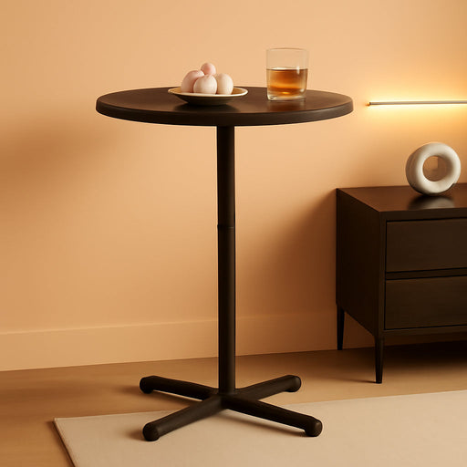 Round Pub Table 23InchDiameter Ebony Black MetalFrame