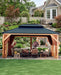 10'X12' Hardtop Wood Gazebo, Cedar Frame Outdoor Pavilion with Double Galvanized Steel Roof, Curtains and Netting Included, Ceiling Hook for Patio Backyard Deck Lawn Garden