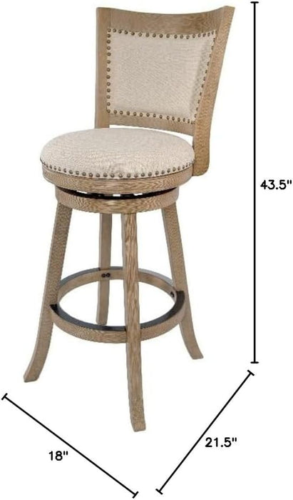 Melrose Barstool, 1 Pack, 29-Inch, 1-Pack, Driftwood Wire-Brush and Ivory