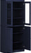Solid Wood Bookcase - 6-Tier Bookshelf, 71.5” H X 32” W - Navy Blue, Clear Glass Doors & Storage Cabinet, Tall Bookcase for Living Room, 100% Renewable Eco-Friendly Wood, Made in Brazil