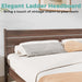 King Bed Frame and Ladder Headboard, Solid Wood Bed Frame with Storage, Malaysian Oak Platform Beds with Wooden Slats, No Box Spring Needed, Easy Assembly, King Size, Antique Espresso