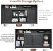 Farmhouse TV Stand for Living Room, Large Black Entertainment Center with Storage, TV Console for Bedroom, TV Stand with Sliding Barn Door Television Stands for 80 Inch TV, 38 Inch Tall Media Cabinet