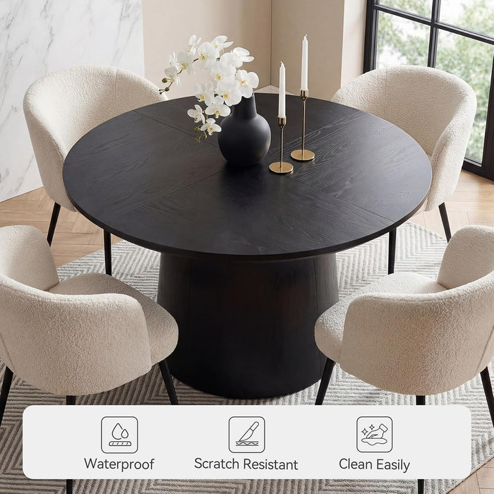 47.24 Inches round Dining Table, Modern Wooden Kitchen Table with Heavy-Duty Table Legs, Space Saving Circle Dinner Furniture for Kitchen, Dining Room, Living Room, Black