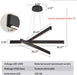 Black 3-Light Solid Wood Linear Pendant Chandelier