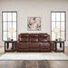 Mighty Moves Transitional Leather Match Power Reclining Sofa with Adjustable Headrest and USB Charging Port, Dark Brown