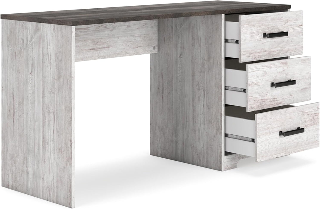 Signature Design by Ashley Shawburn Farmhouse 3-Drawer 54" Home Office Desk, White & Gray