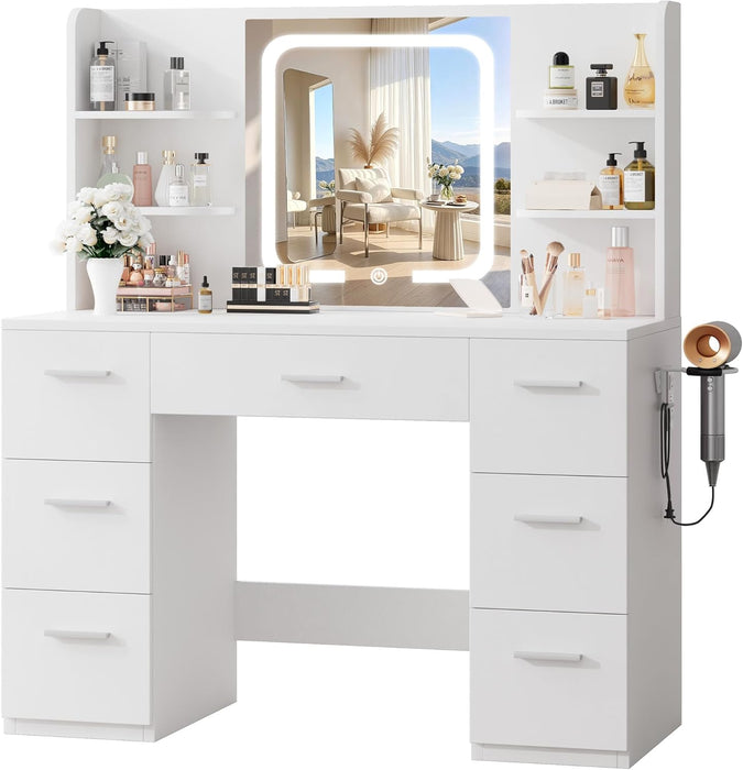 FortyThreeInch Vanity Desk With Integrated ChargingStation