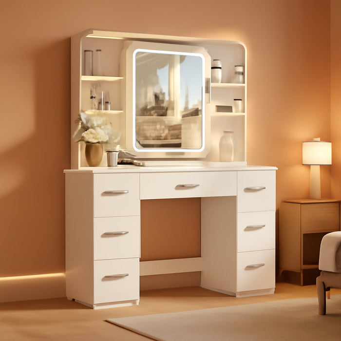 FortyThreeInch Vanity Desk With Integrated ChargingStation