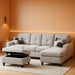 L-Shaped 3-Piece Flannel Sofa with Storage Ottoman Set, Sectional Couch Sofa Set for Living Room, Office, Small Space, Light Grey