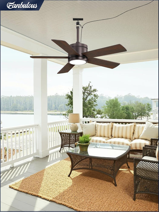 42" Outdoor Ceiling Fan with Light and Remote, IP65 Waterproof, Plug-In Design with 10FT Cord, 6-Speeds, 3CCT, Hook Hanging Fan for Gazebo Patio Porch Garage Canopy(Oil Bronze)