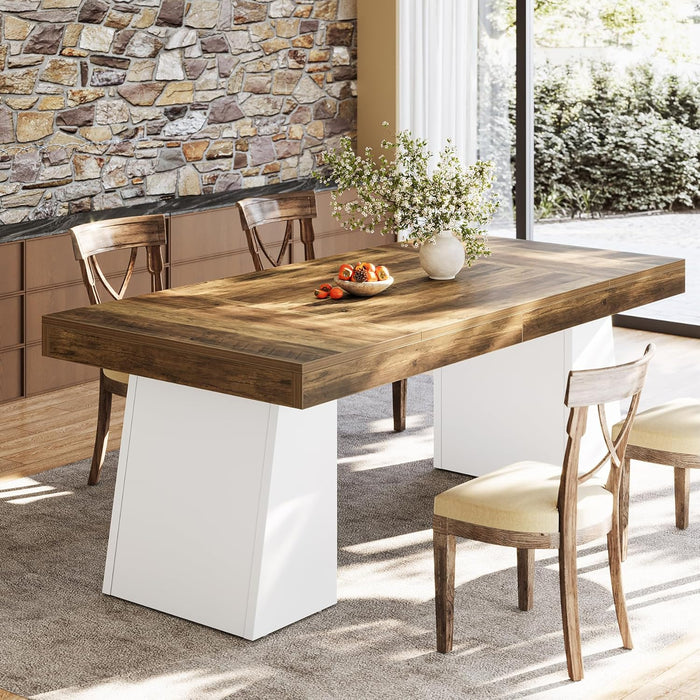 Two Tone 55Inch Solid WalnutFinish DoublePedestal Table