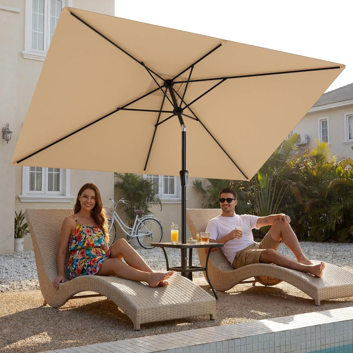 6.6 X 10 Ft Rectangular Patio Umbrella Rectangle Umbrella Outdoor Patio, Large Outdoor Umbrellas for Patio Table with Tilting and Sun UV Protection for Pool, Deck, Market, Backyard