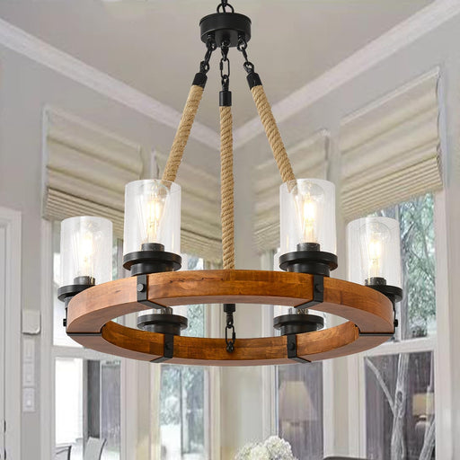 26 Inch Wagon Wheel Farmhouse ChandelierLightFixture