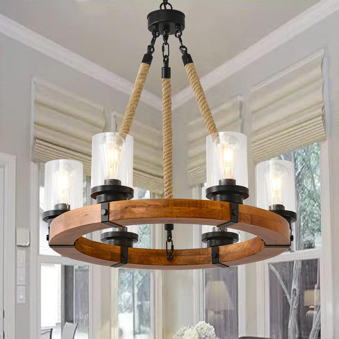 26 Inch Wagon Wheel Farmhouse ChandelierLightFixture
