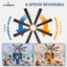 Large Ceiling Fans with Lights: Modern 72 Inch 8 Blade Outdoor Ceiling Fan with Remote APP Control - Dimmable Brown Big Fan Light Indoor Reversible 6 Speed Quiet DC Motor