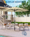 Patio Umbrella with Lights, 8 Ribs Outdoor Market Table Umbrella for Pool, Deck, Backyard (Beige, 9 Ft)