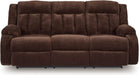 Free Wake Contemporary Dual Sided Power Reclining Sofa with Drop down Table and USB Ports, Dark Brown