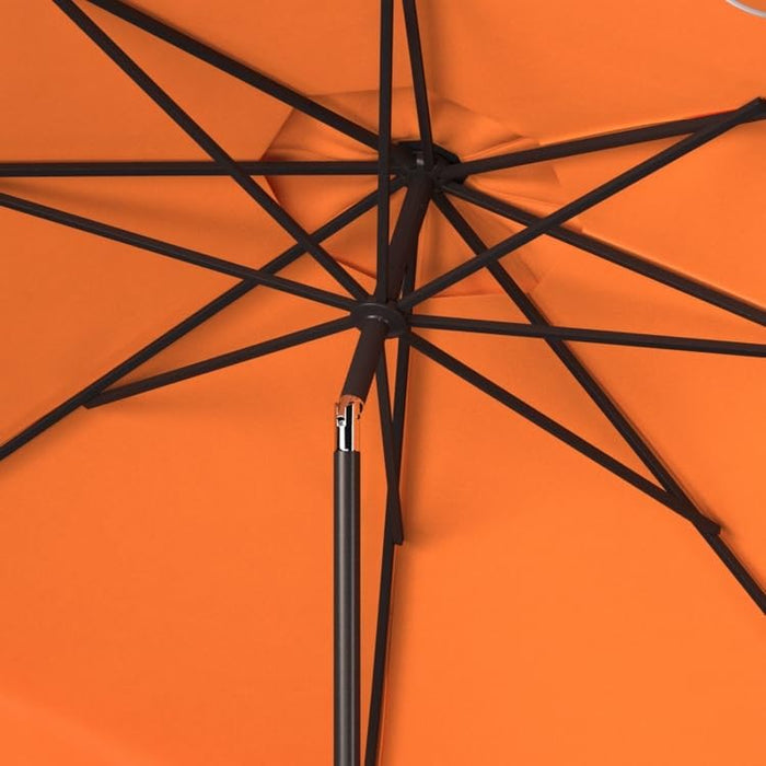 Safavieh PAT8010A Collection Venice Navy and White Single Scallop 9Ft Crank Outdoor Push Button Tilt Umbrella