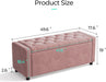 50 Inches Wide Storage Ottoman Bench, Upholstered Foot Rest Stool, Long Bench Footstool, Couch Ottoman, Ottomans for Living Room, Entryway, End of Bed Storage Bench for Bedroom (Pink)