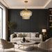 15-Light Modern Luxury Gold round Crystal Chandeliers for Dining Room 24"