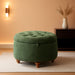 30Inch round Storage Ottoman with Tray, Modern Tufted Circle Coffee Table with Storage, Upholstered Ottoman with Removable Top for Living Room, Bedroom, Chenille Green