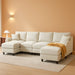 112-Inch Modular U-Shaped Sectional Beige Sofa Ottomans