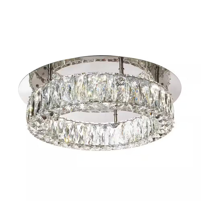 Keighley 17.5 In. Integrated LED Chrome Flush Mount Ceiling Light Fixture with Crystal Shade