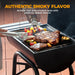 Barrel Style Charcoal Grill with Side Table, Adjustable Charcoal Rack, Air Vent and Warming Rack, Smoke Bbq Grill for Outdoor Patio Backyard and Camping