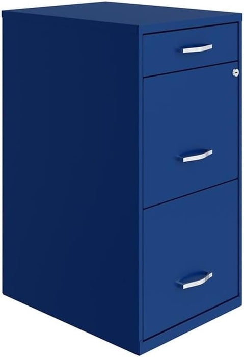 Space Solutions 18In Deep 3 Drawer Metal Organizer File Cabinet Blue, Letter Size, Fully Assembled