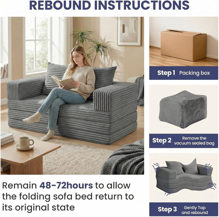 Gray FourInOne Convertible Compact Sofa Bed Pillow