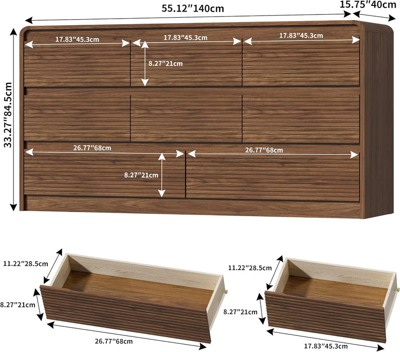 8 Drawer Dresser for Bedroom, 55"Chest of Drawer with Power Outlet