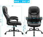 High Back Executive Chair Faux Leather Managerial Chair Ergonomic Task Chair Computer Meeting Chair Large Seat Swivel Chair, Sturdy Metal Base, Black