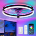 RGB Ceiling Fans with Lights and Remote, 20 Inch Low Profile Ceiling Fan with Light, 3000K-6000K Dimmable & RGB, Modern Fandelier Flush Mount Ceiling Fan, Small LED Fan for Bedroom