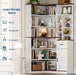 74'' Tall Corner Bookshelf - 6-Tier Book Shelf with Drawer and Cabinets, L-Shaped Bookcase Open Storage Shelves Modern Display Shelf for Home, Office