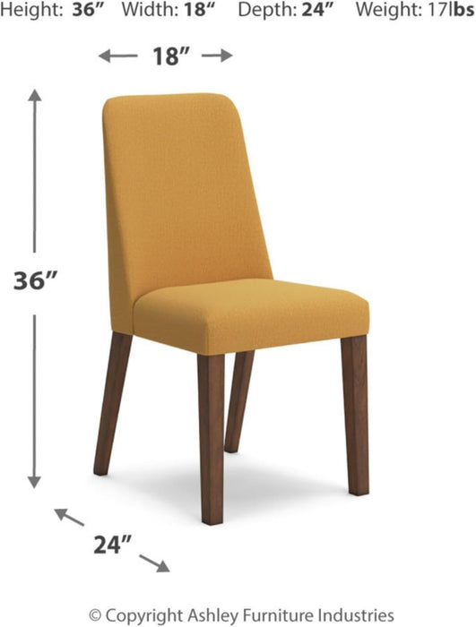 Lyncott Contemporary Dining Room Upholstered Side Chair with Foam Cushion, 2 Count, Yellow & Brown