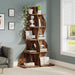 Corner Shelf, Rustic 5-Tier Wall Corner Bookshelf, Stylish Corner Small Bookcase Storage Rack Plant Stand with Unique Shape for Living Room, Home Office (1PC, Brown)