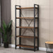 Five Tier Antique Industrial Etagere Bookshelf Brownstone