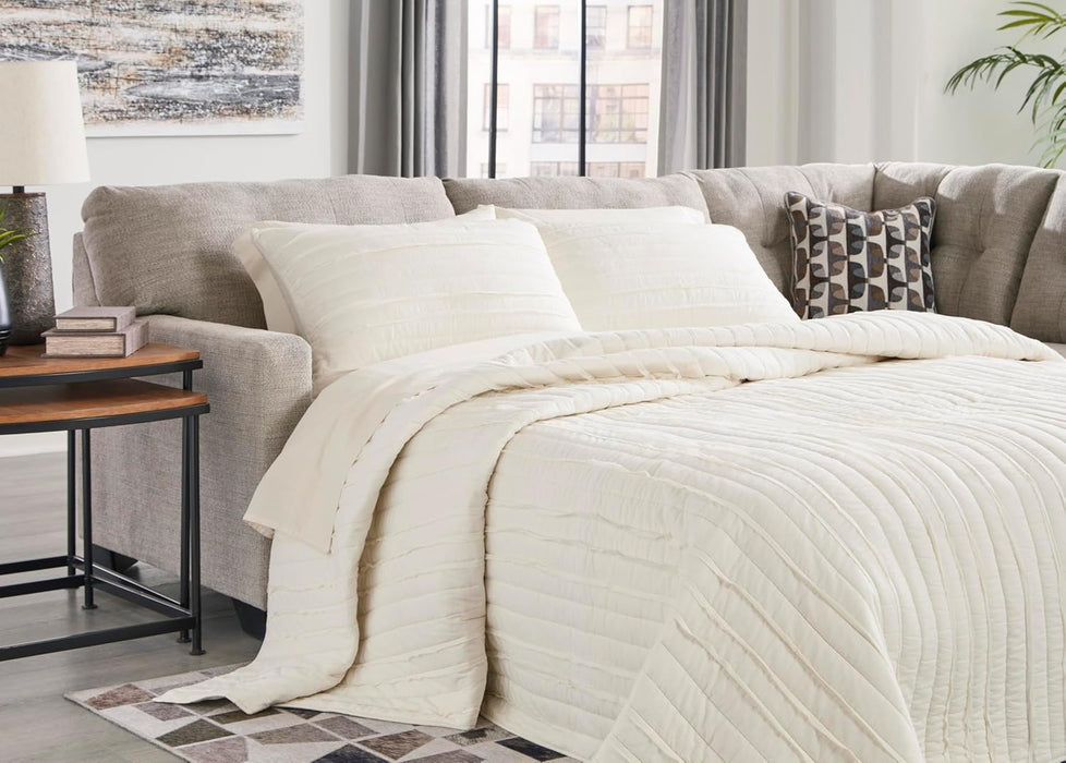 Beige Sleeper Sectional Featuring Chaise Memory Foam