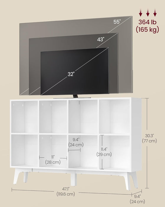 Cloud White Eight Compartment Modular Bookcase System