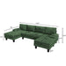 Modern U-Shape Sectional Sofa, Chenille Fabric Modular Couch, 4 Seat Oversized Sofa with Chaise for Living Room, Green