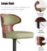 Swivel Bar Stools Set of 4,Adjustable Height Bentwood Barstools | Easy-Clean Faux Leather Upholstered Seat, Back & Footrest, Mid-Century Modern Bar Chair for Kitchen Island, Counter, Green