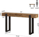 63-Inch Long Console Table, Solid Wood Sofa Table behind the Couch with Metal Support, Farmhouse Entryway Furniture for Entrance, Hallway, Living Room, Rustic Brown & Black