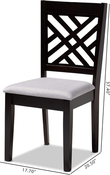 Caron Dining Chair and Dining Chair Gray Fabric Upholstered Espresso Brown Finished Wood Dining Chair