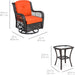 3-Piece Outdoor Wicker Patio Bistro Set W/ 2 360-Degree Swivel Rocking Chairs and Tempered Glass Top Side Table - Rust