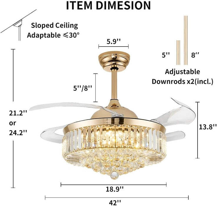 UltraQuiet 42 Inch Fandelier Ceiling Fan RemoteLED